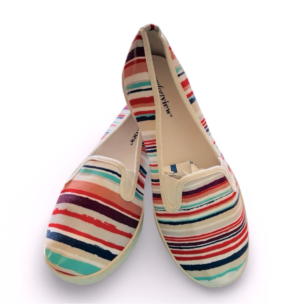 Comfortview Athletic Rainbow Slip On Shoes. Size 8WW